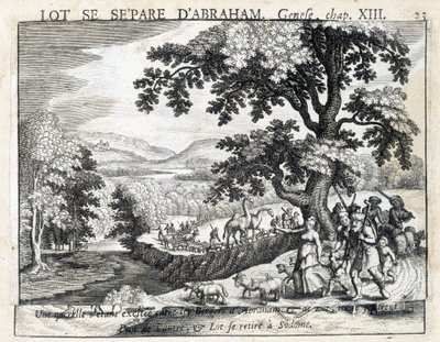 Loth Separates from Abraham - Bible, Engraving by Unknown artist