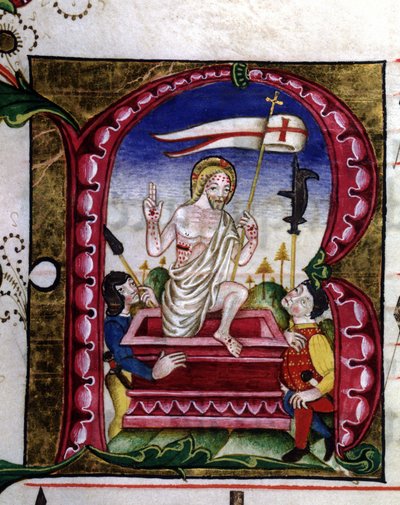 Manuscript of a liturgical song. Miniature representing the resurrection. 15th century by Unknown artist