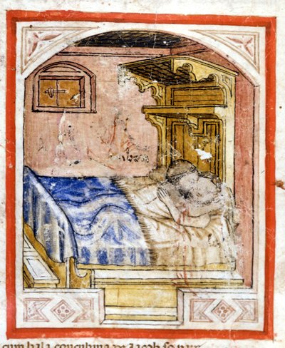 Mating scene. Miniature from codex 212 (or padovano codice or Bible of Padua) 1390-1400 Rovigo, Accademia dei Concordi by Unknown artist