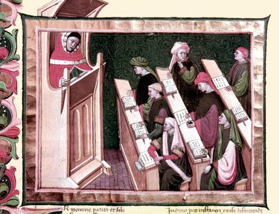 Middle Ages: Teaching in a university. Manuscript from the beginning of the 15th century. Biblioteca Nazionale Centrale de Florence by Unknown artist