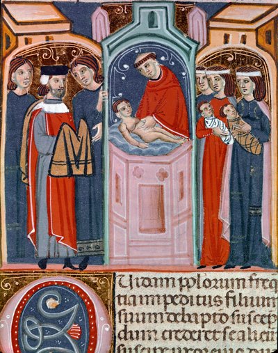 Miniature baptism scene taken from the Justinian Code by Unknown artist
