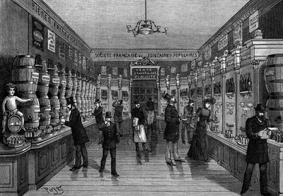 Overview of a bar with vending machines, rue Montmartre, in Paris by Unknown artist