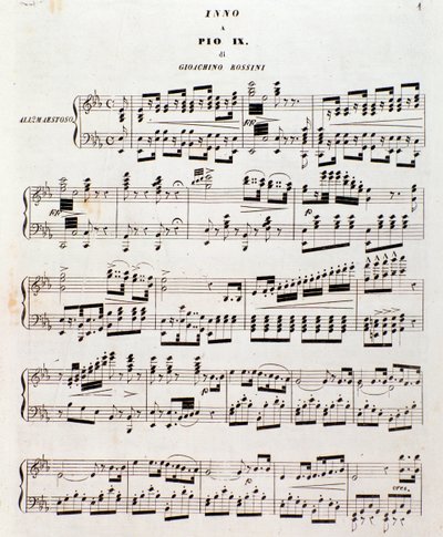 Page of musical score Popular hymn for Pius IX by Gioacchino Rossini by Unknown artist
