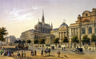 Paris: View of the Palais de Justice, Engraving 1st Half 19th Century by Unknown artist