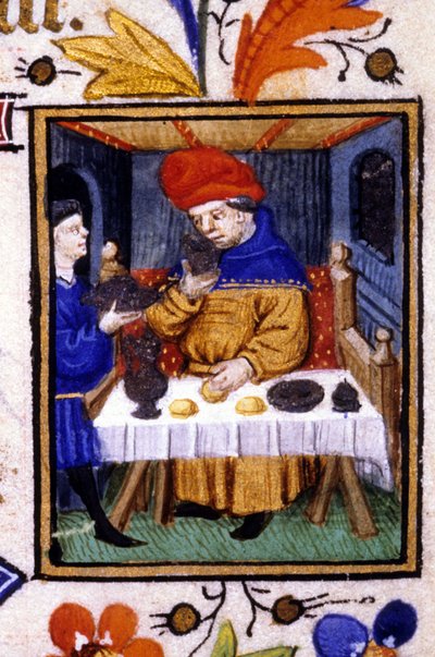 Performance of the Month of January. A Servant Puts Food on His Master