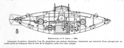 Plate Representing the Submarine Drzewiecki 2 Designed by Stefan K. Drzewiecki by Unknown artist
