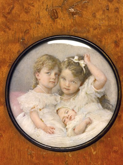 Portrait Miniature of Grand Duchesses Olga, Tatiana, and Maria of Russia, circa 1900 by Unknown Artist