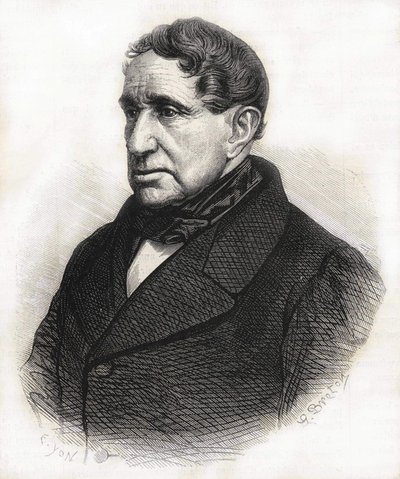 Portrait of Achille Léonce Victor Charles de Broglie (1785 - 1870), Duke of Broglie. Engraving of the 19th century by Unknown artist