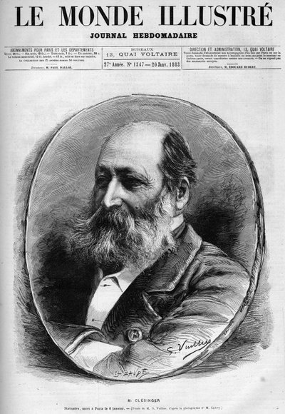 Portrait of Auguste Clesinger, French sculptor and painter. In Le Monde Illustre 1883. by Unknown artist