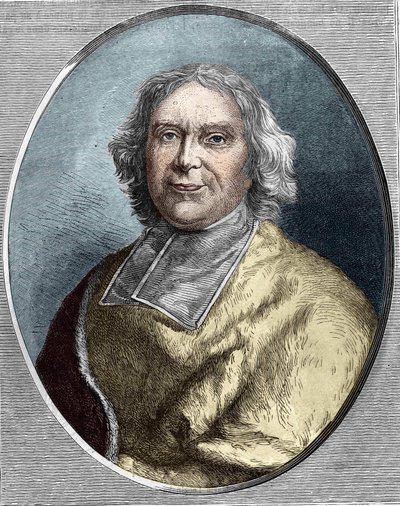 Portrait of Cardinal Fleury (1653-1743). André Hercule de Fleury. Engraving from 1866 by Unknown artist