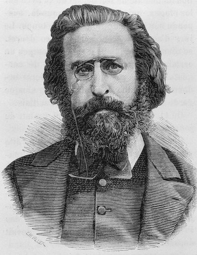Portrait of Charles Théophile Ferré (1845 - 1871). Engraving of the end of the 19th century in 