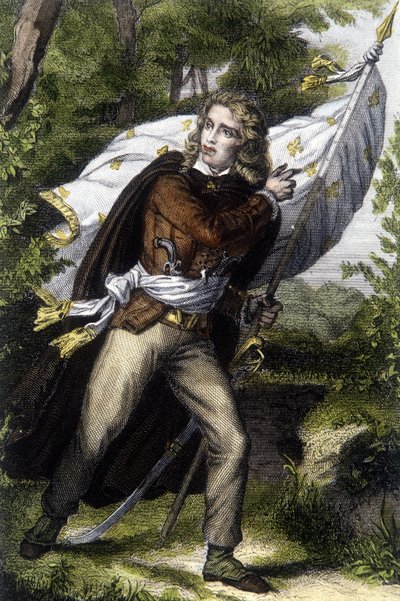 Portrait of Chef Chouan Jacques Cathelineau (1759-1793) Carrying the Banner with Flowers of Lilies by Unknown artist