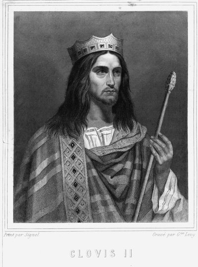 Portrait of Clovis II (? - 657), King of Neustria, Burgundy and Austrasia - in 