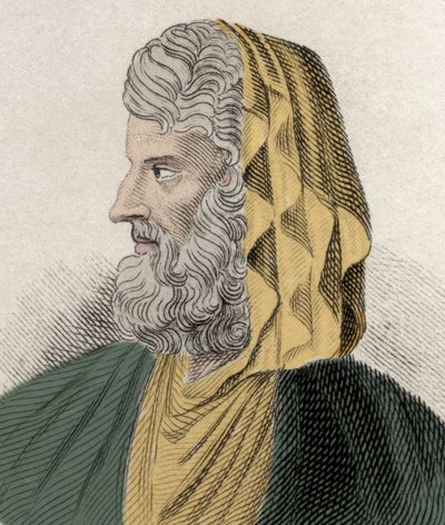Portrait of Denys the Transfuge, a Greek Stoic Philosopher. Engraving of the 19th Century by Unknown artist