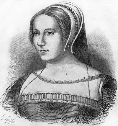Portrait of Diane de Poitiers (1499-1566), favorite of Henry II. Engraving of the 19th century by Unknown artist
