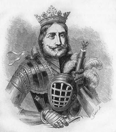 Portrait of Etienne IX UroU IV DuUan in French, Etienne Douchan (1308 to 1355). King, then tsar of the Serbs. Engraving of 1840 by Unknown artist