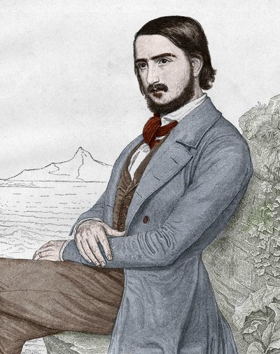 Portrait of Georges Herwegh, German Poet (1817-1875) based on the Painting of C. Hitz by Unknown artist