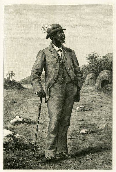 Portrait of King Sepopo of Zambeze (engraving by P. Dufour, to illustrate the story 