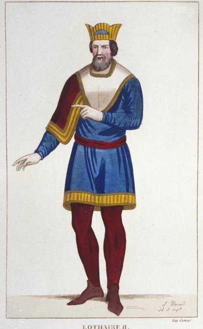 Portrait of Lothair II (825-869) King of Lotharingia engraving of 1830 by Unknown artist