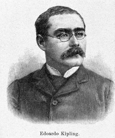 Portrait of Rudyard Kipling, Engraving 19th Century by Unknown artist