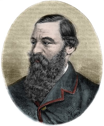 Portrait of Sir Samuel Baker (1821-1893) - engraving from 