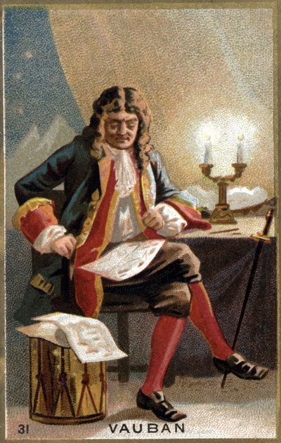 Portrait of Vauban (1633 - 1707). (Sébastien Le Prestre de Vauban) Marshal of France and military engineer. Chromolithography of the 19th century by Unknown artist