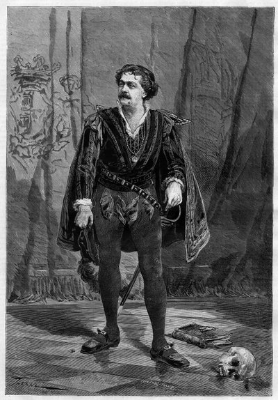 Portrait of actor Ernesto Rossi in the role of Hamlet by William Shakespeare at the theatre Ventadour in Paris in 1875. by Unknown artist