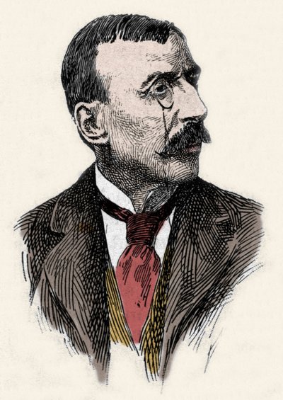 Portrait of the Portuguese writer and diplomat Jose Maria de Eeca de Queiros (1845-1900). Engraving of the 19th century by Unknown artist