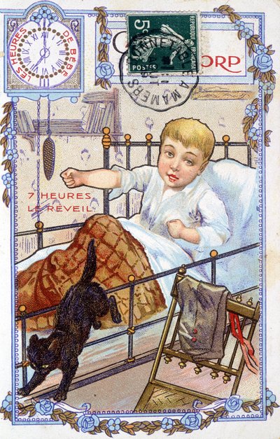 Postcard showing the course of a child