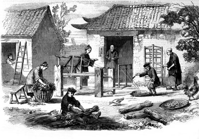 Production of silk in China and the various stages of manufacturing by Unknown artist