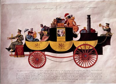 Public transport: representation of a steamship laden with passengers and luggage. It was designed by engineer W.H. James. Lithograph of 1828. Decorative Arts, Paris by Unknown artist
