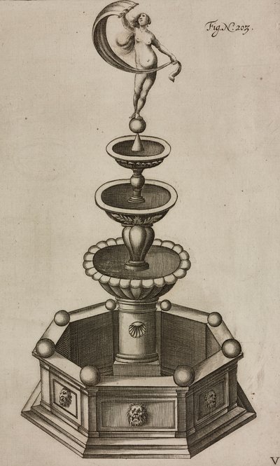 Pyrotechnic Fountain Concealing Fireworks System Inside, Engraving from Grand Art d