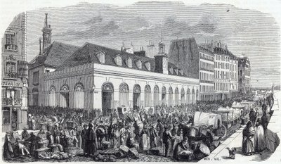 Quai des Augustins: Marche de la Vallee - Engraving in 