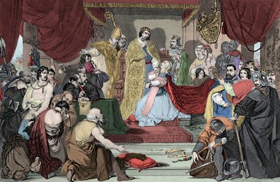 Queen Philippa Interceding to Edward III for the Lives of the Burghers of Calais by Unknown artist