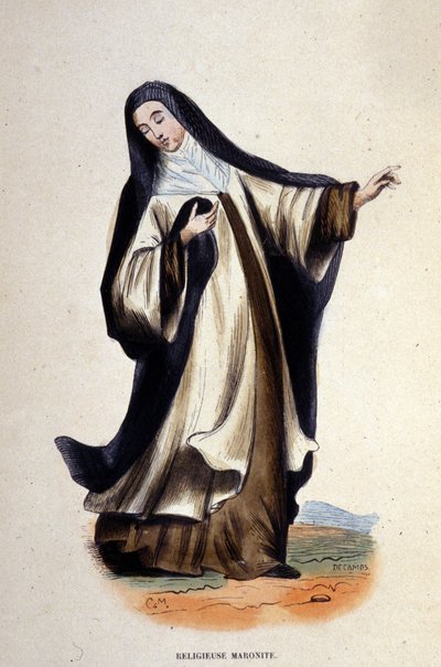 Religious Maronite. Engraving from an album on religious orders, Paris by Unknown artist