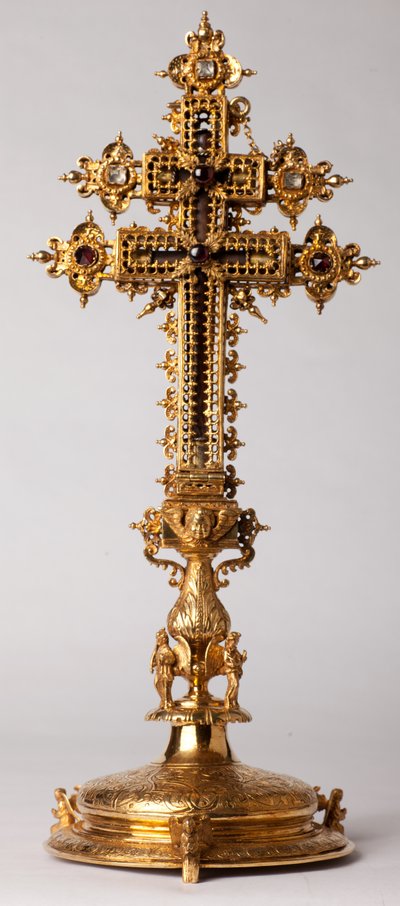 Reliquary cross. Metalsmithing with jewels. Origin abbey (Saint-Amand Tournai, ex-Elnone). 16th century. by Unknown artist