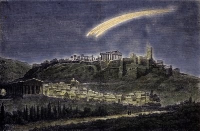 Representation of a comet above the town of Athens in 1878 by Unknown artist
