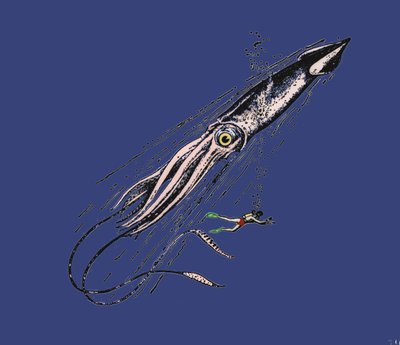 Representation of a Giant Squid (Architeuthys) on the Human Scale. 19th century by Unknown artist