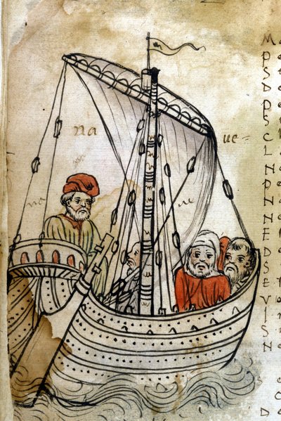 Representation of a ship in the 14th century after the manuscript 