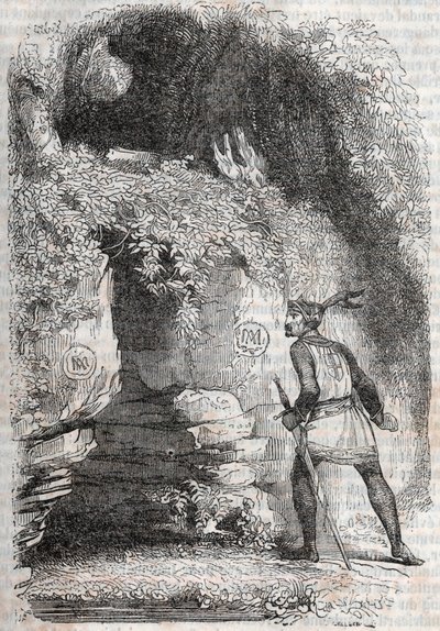 Roland finds the figures of Medoro and Angelica - engraving of 1851 from 