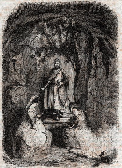 Roland Sees Isabelle in a Cave - Engraving from 1851 from 
