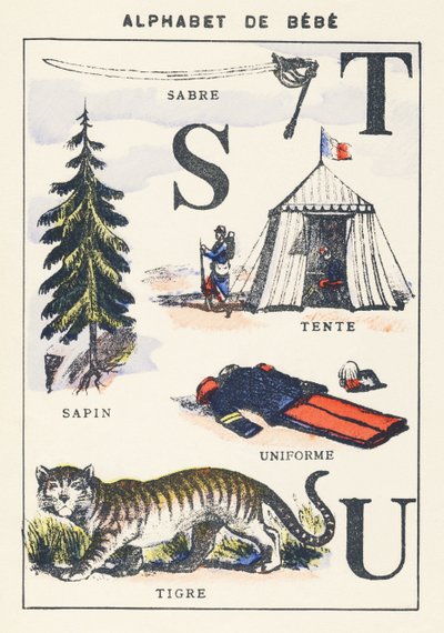 S T U: saber, fir, tent, tiger, uniform by Unknown artist