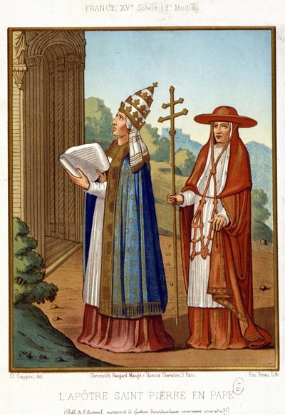 Saint Peter in Pope accompanied by a cardinal, 2nd half 15th century by Unknown artist