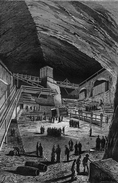 Salt Mines of Wieliczka, Poland. Engraving in Nature by Unknown artist