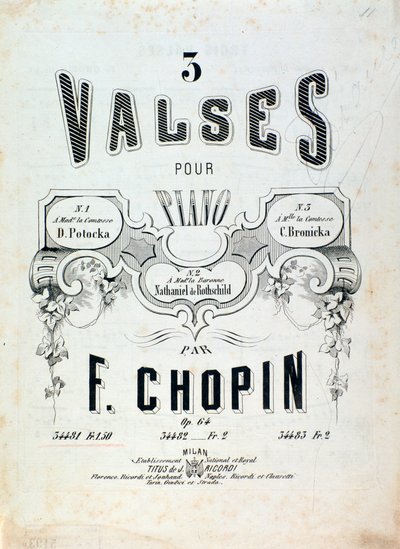 Sheet music for 3 waltzes for piano op. 64, by Frederic Chopin by Unknown artist