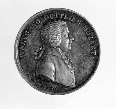 Silver medal in the effigy of the composer Wolfgang Amadeus Mozart (1756 - 1791). by Unknown artist