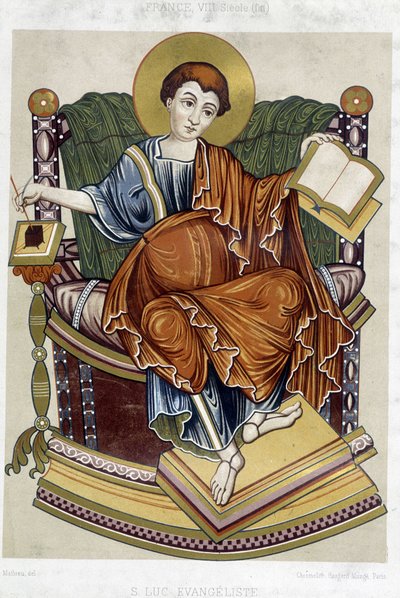 St Luke evangelist - chromo. 19th century from a document of the 8th century by Unknown artist