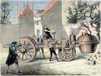 Steam-Powered Car Invented by Nicolas Joseph Cugnot Going Out of Control and Knocking Down Part of a Wall in 1770 (First Reported 