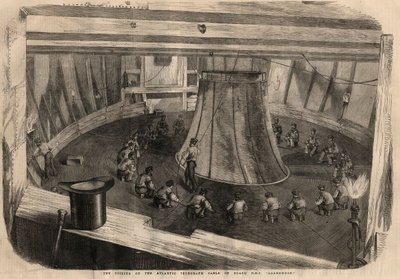Telegraphy: the winding of the transatlantic cable on board the ship H.M.S. 