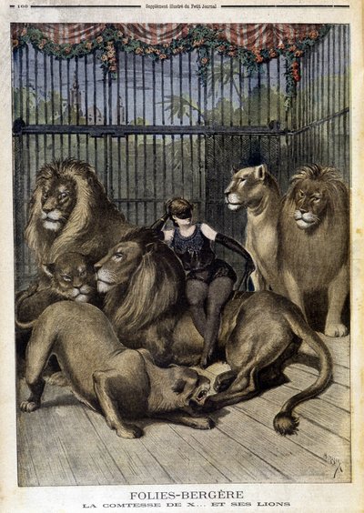 The Countess of X... and her lions at the Folies Bergère in Paris. In Le petit Journal, on 19/05/1895 by Unknown artist